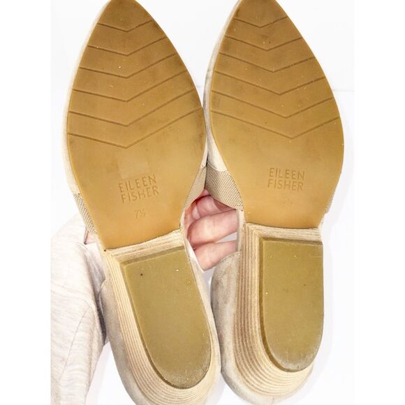 Eileen Fisher Hilly d’Orsay Pump Tan Suede Pointed Toe Wedge Slip On Neutral 7.5 - Picture 9 of 16